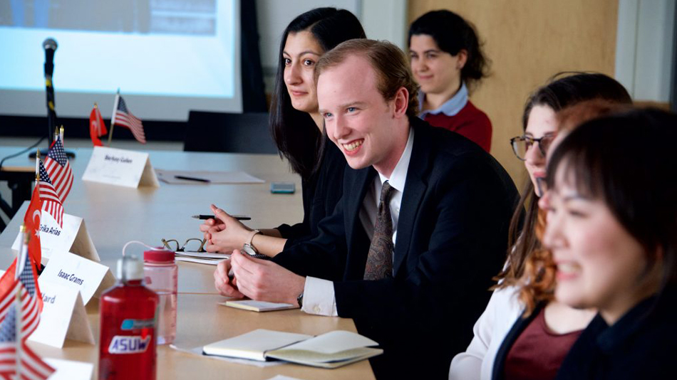 Students present their research findings for Task Force Evaluation Day, March 2019. 