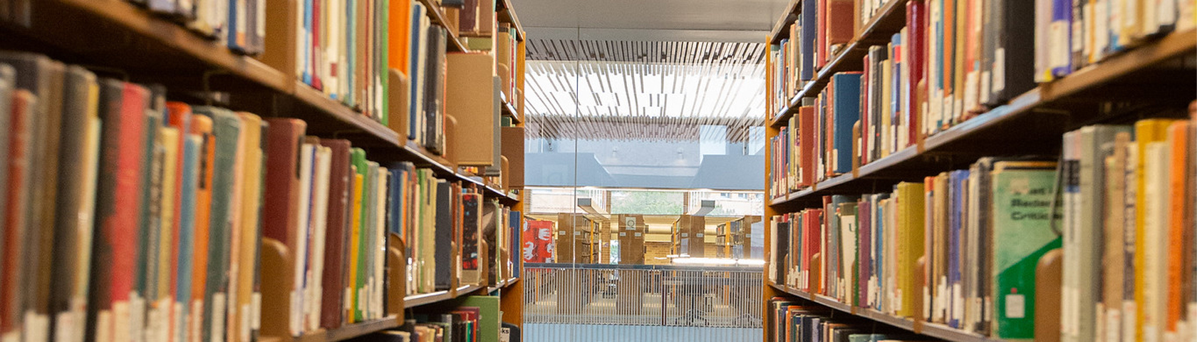 Shelves of books in the Odegaard Library stacks